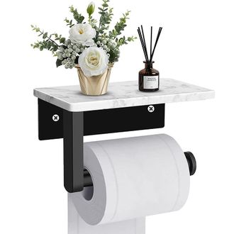 OEM Portarrollos De Papel Higi&eacute;nico Con Estante/portarrollos De Papel Higi&eacute;nico De Acero Inoxidable Con Acabado M&aacute;rmol, 17 Cm, Color Negro (negro)