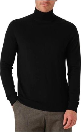 Profuomo Zwarte Roll Neck Merino Trui - Heren - Coltruien - Zwart - S - Wol - Truien & Vesten
