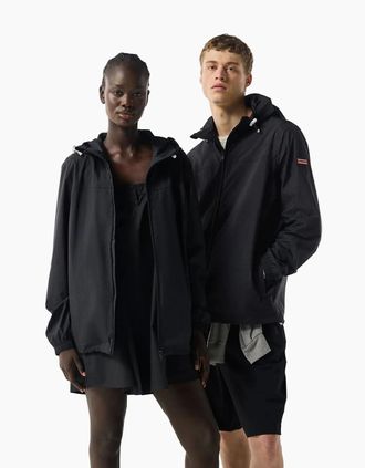 Hunter Womens Hunter Hunter Packable Rain Unisex Adults Black Rain Jacket - Size: 10/8