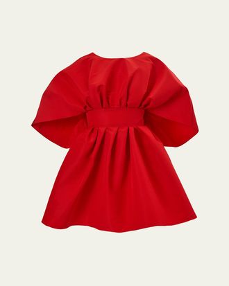 Carolina Herrera Fan Draped Silk Faille Mini Dress