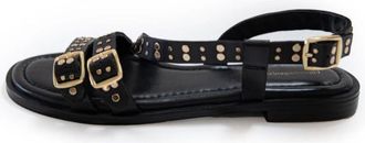 Copenhagen Shoes Schoenen, Dames, Zwart, 40 EU, Leer, Leren sandalen met gouden studs