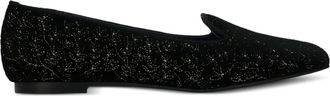 Castaner velvet floral-embroidery loafers - Black