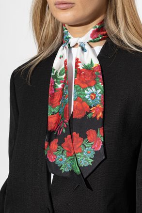 Moschino Silk Scarf With Floral Motif, Unisex, Multicolour