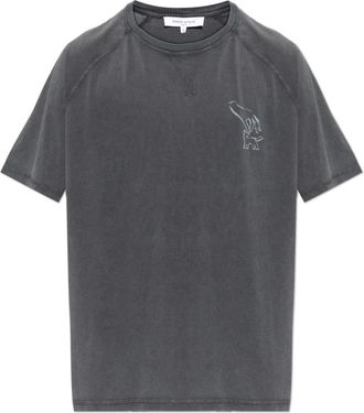 Maison Kitsun&eacute; Fountain Stamp Faded Comfort T-shirt - Heren - T-shirts - Grijs - M - Katoen - Tops