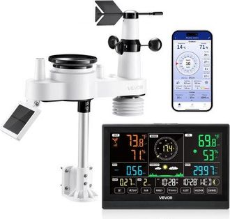 OEM Estaci&oacute;n Meteorol&oacute;gica Wifi 7 En 1, Con App, Pantalla Va De 190,5 Mm, Sensor Solar Inal&aacute;mbrico, Pluvi&oacute;metro, Pron&oacute;stico Del Tiempo, Velocidad Del Vien