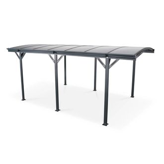Sweeek Cochera con techo de aluminio y policarbonato de 15m&sup2;, antracita