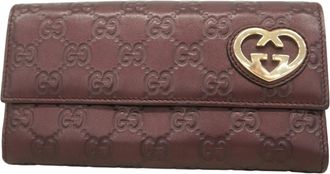 Gucci Brown Leather Long Wallet (Bi-Fold) (Pre-Owned)