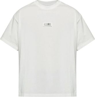 Maison Margiela T-Shirts, male, White, Size: S Crew Neck Logo T-shirt