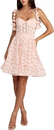 Mac Duggal Floral Bustier Sweetheart Neck Ruffle Mini Dress in Blossom Pink at Nordstrom, Size 12