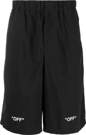 Off-white FW22 Solid Color Logo Printing Elastic Waistband Shorts Version Black OMCB070C99FAB0011001