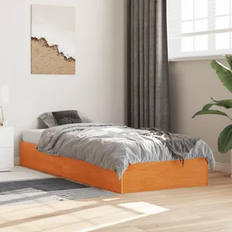 vidaXL Vidaxl - Estructura De Cama Sin Colch&oacute;n Madera Maciza Marr&oacute;n 75x190 Cm