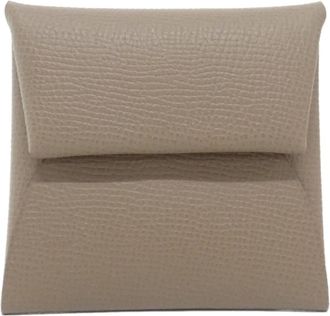 Herm&egrave;s Bastia Etoupe Gray Epsom Leather Coin Purse/Coin Case (Pre-Owned)