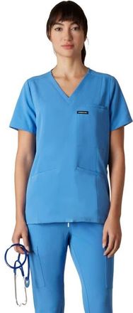 Members Only Siena 5-Pocket V-Neck Scrub Top in Ceil Blue at Nordstrom, Size Xx-Large