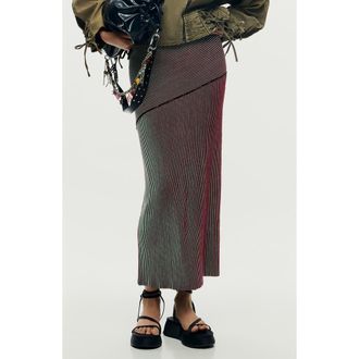Desigual Stripe Maxi Skirt in Light Green at Nordstrom, Size Medium