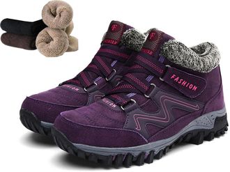 Generic Comfort Orthopedic Boots, Winter Snow Boots with Warm Fur Lined Anti-Slip Hiking Ankle Booties Walking Trekking Shoes (Purple, M, Adult, Women, 4.5, N