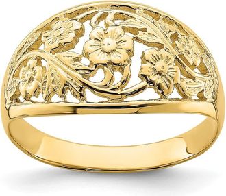 Diamond2Deal 14k Yellow Gold Floral Dome Ring