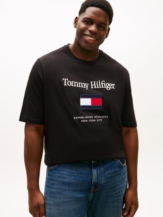 Tommy Hilfiger Big & Tall T-Shirt BT-TOMMY EMBRO FLAG, Herren, Gr. 4XL, schwarz, Single Jersey, Obermaterial: 100% Baumwolle, TOMMY HILFIGER BIG & TALL, Rundhals, Shirts T-Shir
