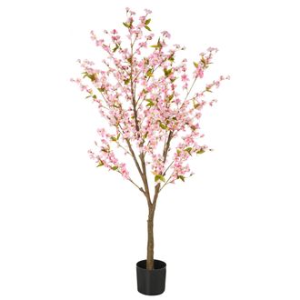 Beliani Beliani - Planta Artificial En Maceta Verde Negro Material Hojas De Pl&aacute;stico Rosas 180 Cm Interior Cherry Tree