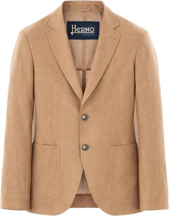 Herno Tailored Beige Notch Lapel Blazer Jacket