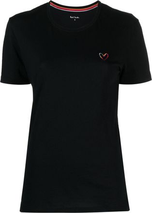 Paul Smith Swirl heart-embroidered T-shirt - women - Cotton - S - Black