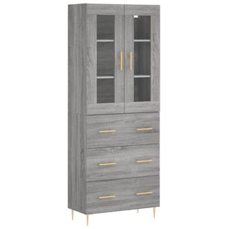 vidaXL Vidaxl - Aparador Alto Madera Contrachapada Gris Sonoma 69,5x34x180 Cm