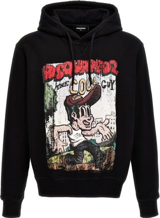 Dsquared2 Black Graphic Hood Sweatshirt