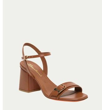 Santoni Womens Calypso Leather Buckle Sandals In Brown