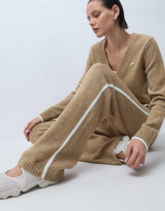 Nike jogger lavorati a maglia beige paracadute/m&eacute;lange-Marrone