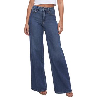 Good American Good Skate High Waist Wide Leg Jeans in Bblue383 at Nordstrom, Size 10