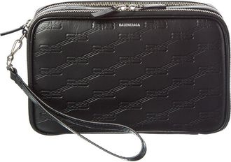 Balenciaga Signature Double Zip Leather Pouch