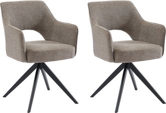 Vente-Unique Conjunto de 2 sillas pivotantes Con reposabrazos de tela y metal - Gris topo - KONYA