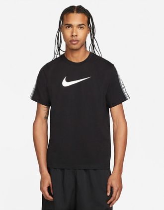 Nike Mens Nike Big Swoosh Tape T-Shirt Black - Size: 42