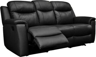 Vente-Unique Sof&aacute; 3 plazas relax EVASION de piel - Negro - Mesa auxiliar