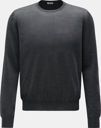 Braun Hamburg Men - Fine knit crew neck jumper dark grey