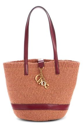 Chlo&eacute; Charms Woven Straw Tote in Ginger Red at Nordstrom