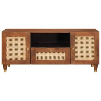 Berkfield Home Media Storage Cabinets & Racks Brown Cane & solid mango wood