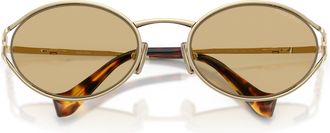 Miu Miu 0mu 52ys Oval Brown-Tinted Sunglasses