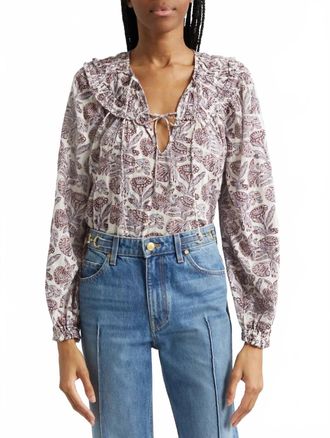 Ulla Johnson Florelle Long Sleeve Cotton Blouse In Meadow