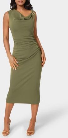 Bebe Cowl Neck Sleeveless Midi Dress in Olive at Nordstrom Rack, Size X-Large