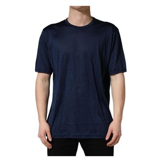 Dolce & Gabbana T-Shirts, male, Blue, Size: 2XL Short Sleeve Crew Neck T-shirt