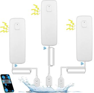 OEM Kit De Detecci&oacute;n De Fugas De Agua Inal&aacute;mbrico De 3 Piezas, Alarma De Sensor De Agua De 80 Db, Alarma De Fugas, Aplicaci&oacute;n Tuya, Monitoreo Remoto Gratu