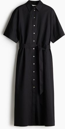 H&M Blusenkleid aus Leinenmix - Schwarz