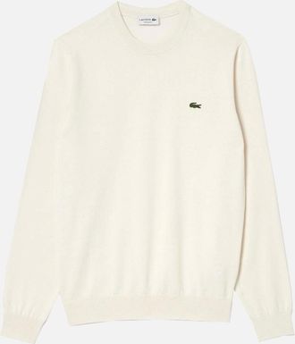 Lacoste Mens Lacoste Mens White Cotton Crew Neck Knit - Size: 42