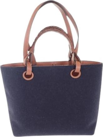 Loewe Pre-owned Satchel - Dames - Vintage Shopper - Blauw - ONE Size - Wol - Vintage