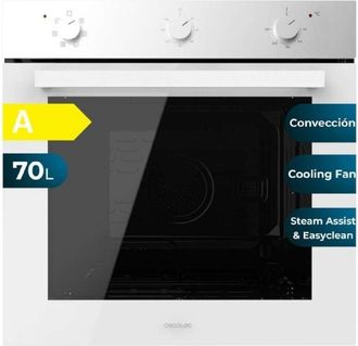 Cecotec Horno Integrable Multifunci&oacute;n M236000 Glass White Time De 70l De Capacidad, 6 Funciones, Timer, Clase A, 2800w, Steam Base Xxl, Steam Assist, Steam Ea