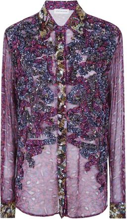 Dries Van Noten Sequin-embellished Ruffled Shirt