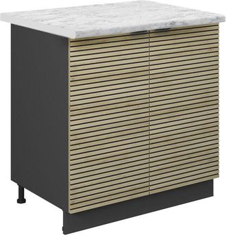 Vicco Armario Bajo Para Fregadero Fame-line, Panel De Roble, 80 Cm Con Estante, Et M&aacute;rmol Vicco