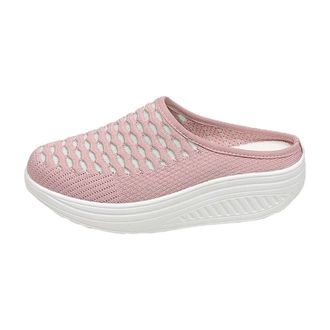 Generic UK 7.5 Womens Mules Sneakers Air Cushion Open Back Indoor Outdoor Nursing Shoes Backless Slip on Orthopedic Shoes Wide Fit Walking Mule Closed Toe San