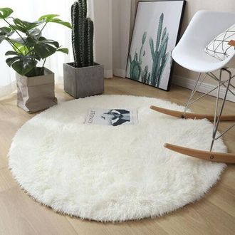 OEM Alfombra Redonda De Felpa De 100 Cm. Suave E Hipoalerg&eacute;nica. Antideslizante Para Mayor Seguridad. Ideal Para Salones Y Habitaciones Infantiles