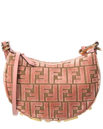 Fendi Fendi Fendigraphy Mini Ff Jacquard Velvet & Leather Hobo Bag